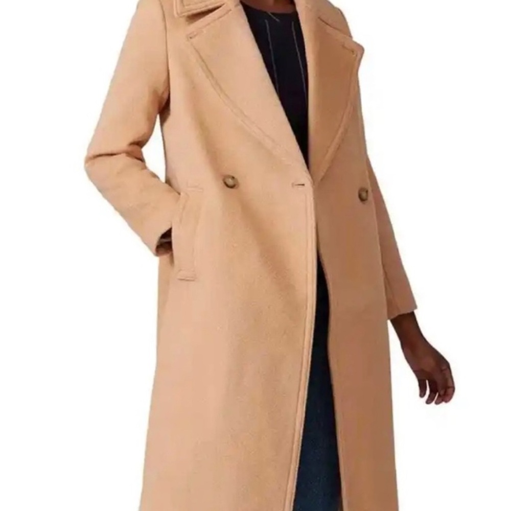Club Monaco Daylina Camel Wool Trench Coat with Notched Lapel Size XS